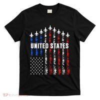 Patriotic Red White Blue Usa Flag Fighter Jets T-Shirt thumb 0
