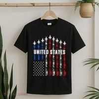 Patriotic Red White Blue Usa Flag Fighter Jets T-Shirt thumb 2