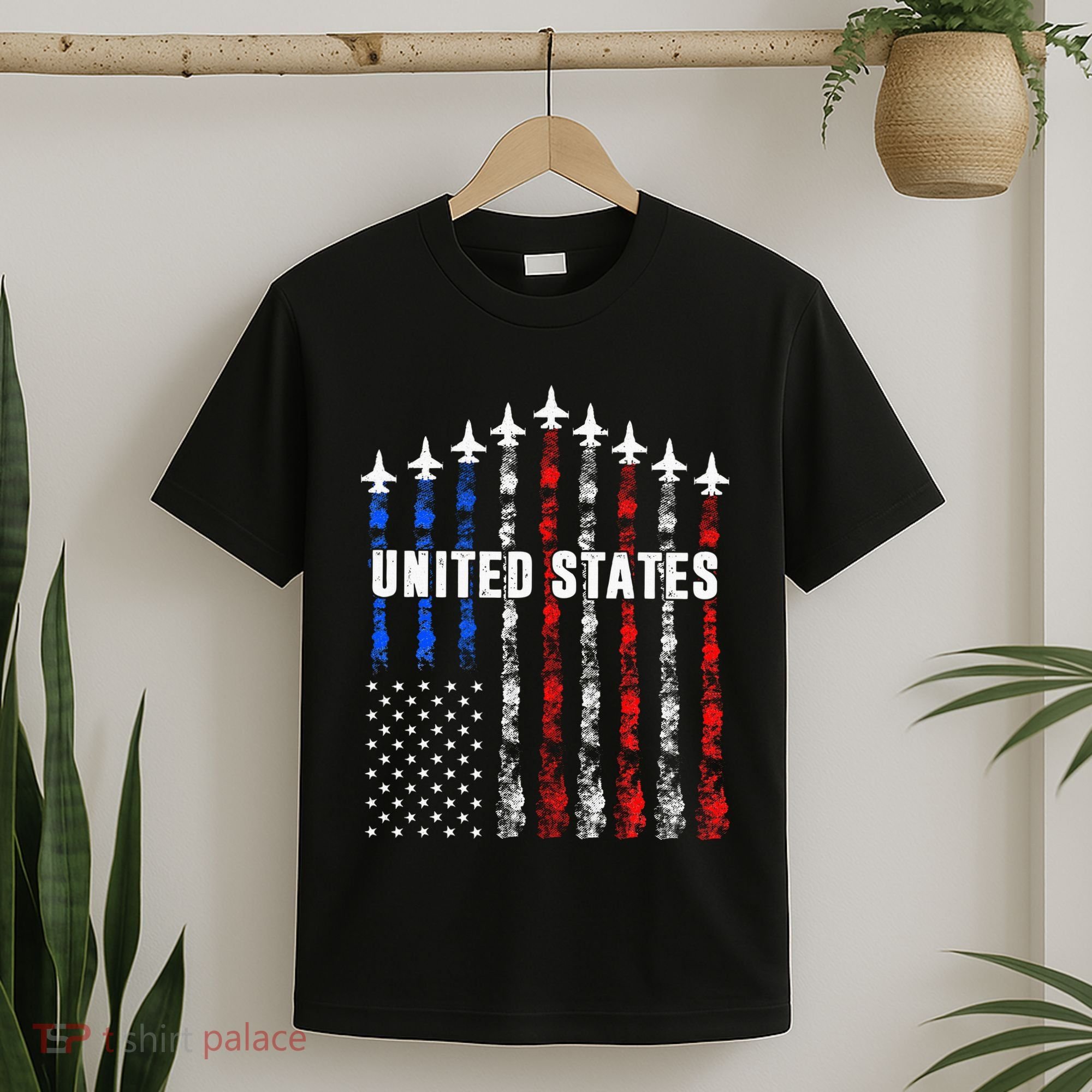 Patriotic Red White Blue Usa Flag Fighter Jets T-Shirt