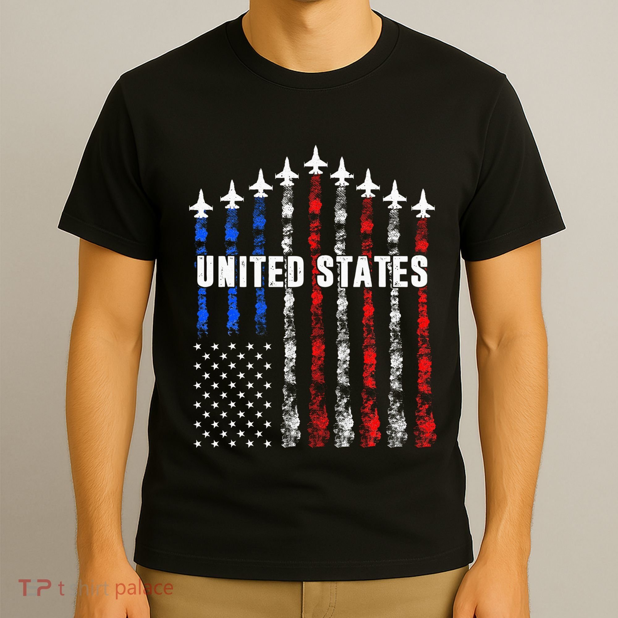 Patriotic Red White Blue Usa Flag Fighter Jets T-Shirt