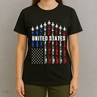 Patriotic Red White Blue Usa Flag Fighter Jets T-Shirt thumb 4