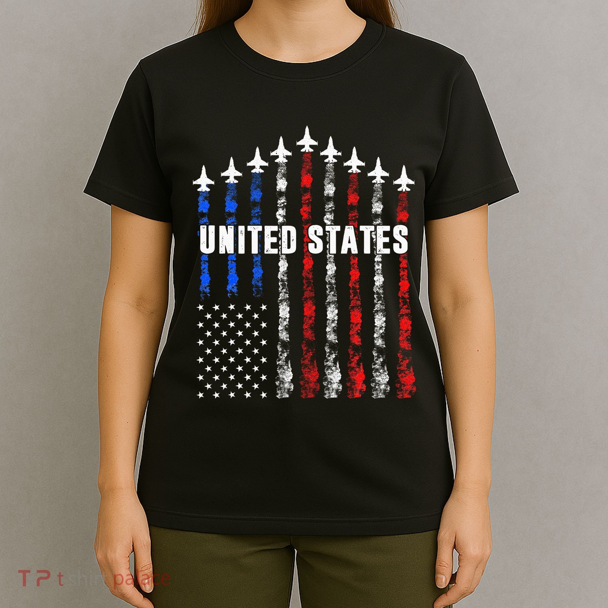Patriotic Red White Blue Usa Flag Fighter Jets T-Shirt