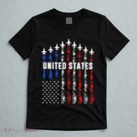 Patriotic Red White Blue Usa Flag Fighter Jets T-Shirt thumb 5