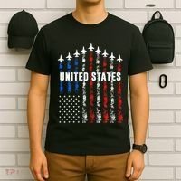 Patriotic Red White Blue Usa Flag Fighter Jets T-Shirt thumb 6