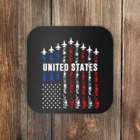 Patriotic Red White Blue Usa Flag Fighter Jets Coaster thumb 0