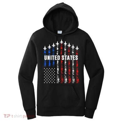 Patriotic Red White Blue Usa Flag Fighter Jets Women's Hoodie