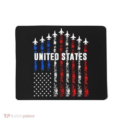 Patriotic Red White Blue Usa Flag Fighter Jets Mousepad