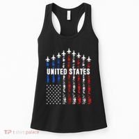 Patriotic Red White Blue Usa Flag Fighter Jets Women's Tank Top thumb 0