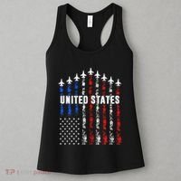 Patriotic Red White Blue Usa Flag Fighter Jets Women's Tank Top thumb 3