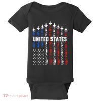 Patriotic Red White Blue Usa Flag Fighter Jets Baby Bodysuit thumb 0