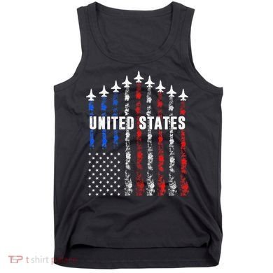 Patriotic Red White Blue Usa Flag Fighter Jets Tank Top