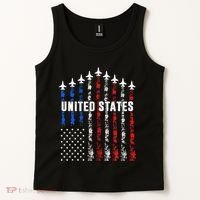 Patriotic Red White Blue Usa Flag Fighter Jets Tank Top thumb 2