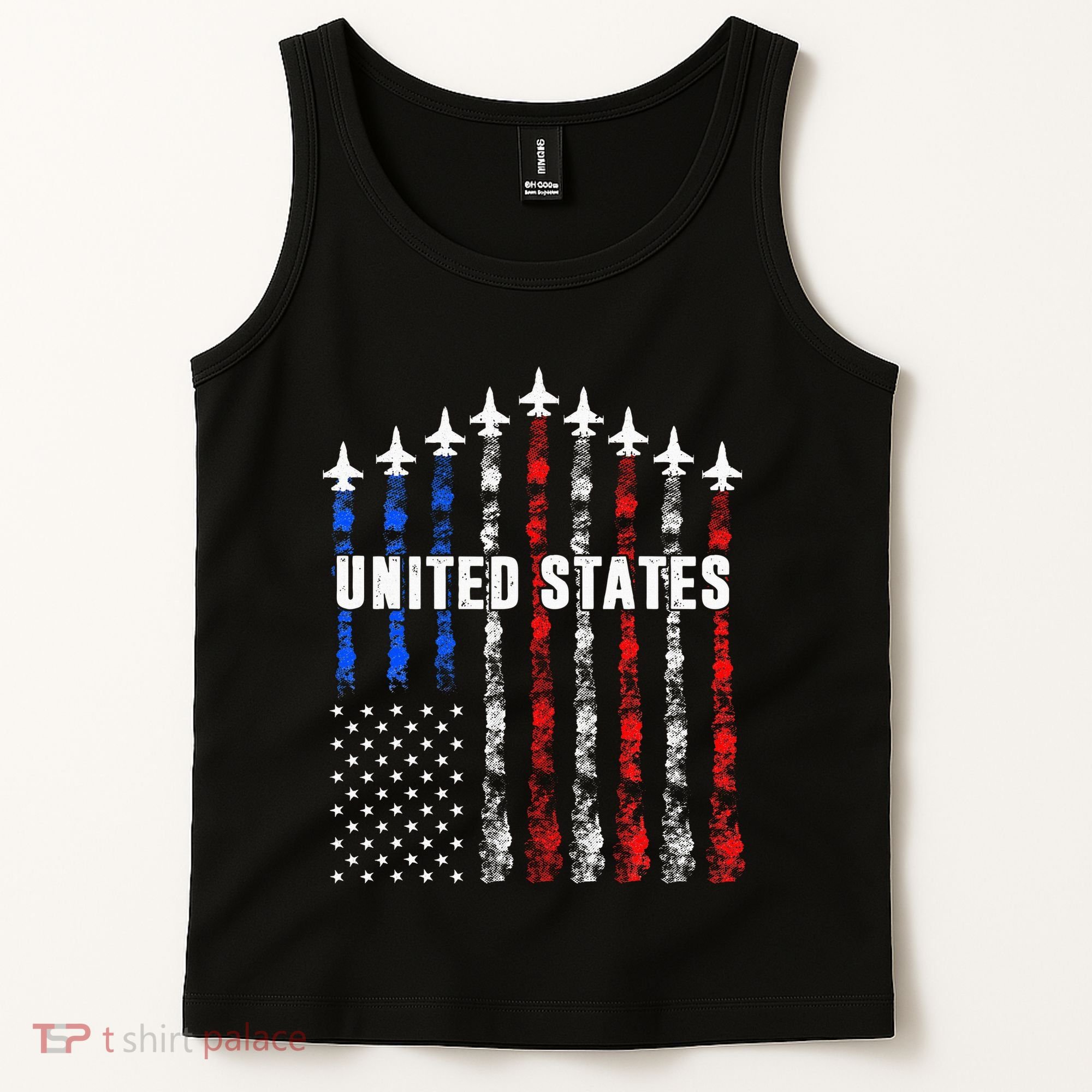 Patriotic Red White Blue Usa Flag Fighter Jets Tank Top