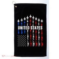 Patriotic Red White Blue Usa Flag Fighter Jets Golf Towel thumb 0