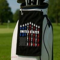 Patriotic Red White Blue Usa Flag Fighter Jets Golf Towel thumb 2