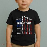 Patriotic Red White Blue Usa Flag Fighter Jets Toddler T-Shirt thumb 2