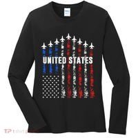 Patriotic Red White Blue Usa Flag Fighter Jets Women's Long Sleeve Shirt thumb 0