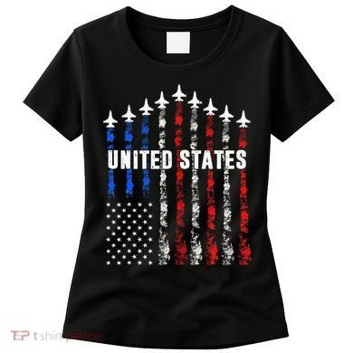 Patriotic Red White Blue Usa Flag Fighter Jets Women's T-Shirt