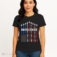 Patriotic Red White Blue Usa Flag Fighter Jets Women's T-Shirt thumb 4