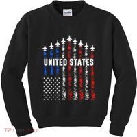Patriotic Red White Blue Usa Flag Fighter Jets Kids Sweatshirt thumb 0