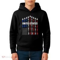 Patriotic Red White Blue Usa Flag Fighter Jets Kids Hoodie thumb 4