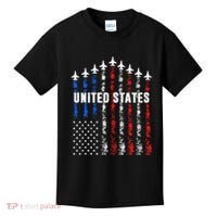 Patriotic Red White Blue Usa Flag Fighter Jets Kids T-Shirt thumb 0