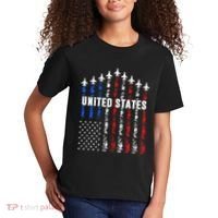 Patriotic Red White Blue Usa Flag Fighter Jets Kids T-Shirt thumb 2
