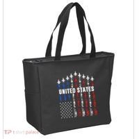 Patriotic Red White Blue Usa Flag Fighter Jets Tote Bag thumb 2