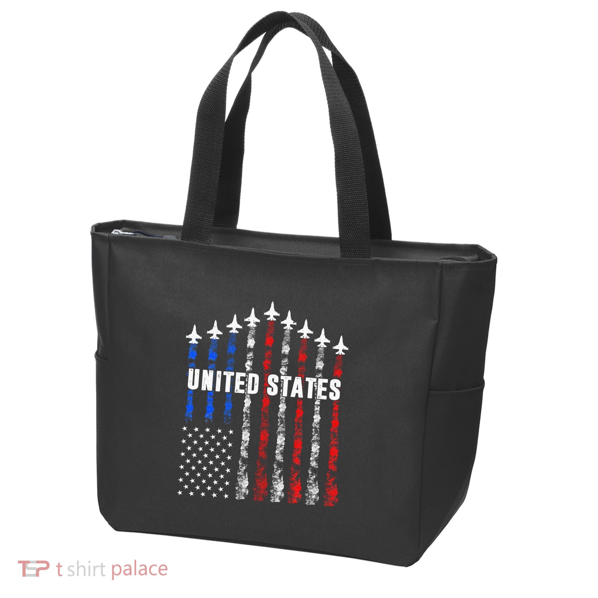 Patriotic Red White Blue Usa Flag Fighter Jets Tote Bag