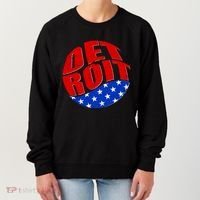 Patriotic Red White Blue Detroit Emblem Women's Sweatshirt thumb 0