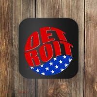Patriotic Red White Blue Detroit Emblem Coaster thumb 0