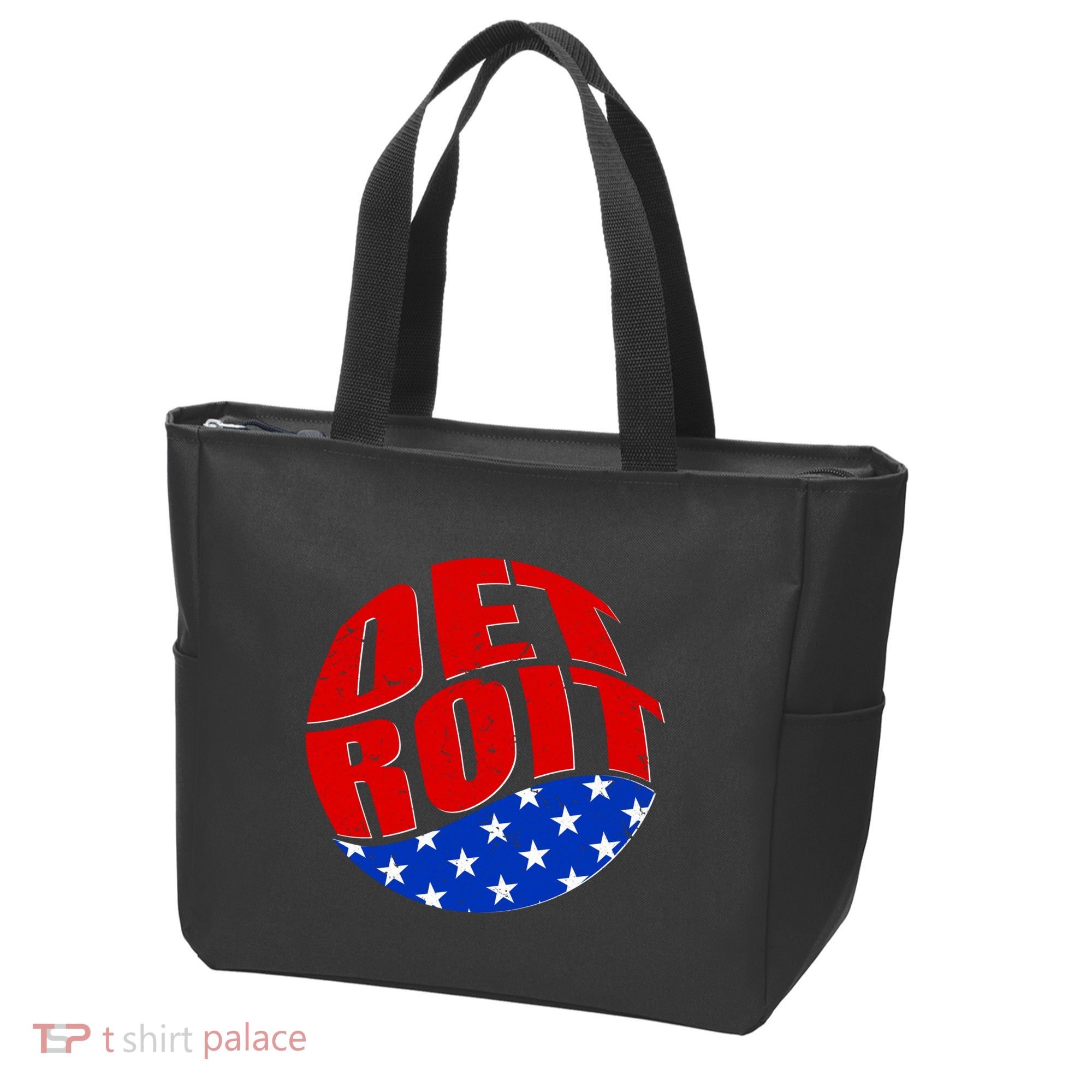 Patriotic Red White Blue Detroit Emblem Tote Bag