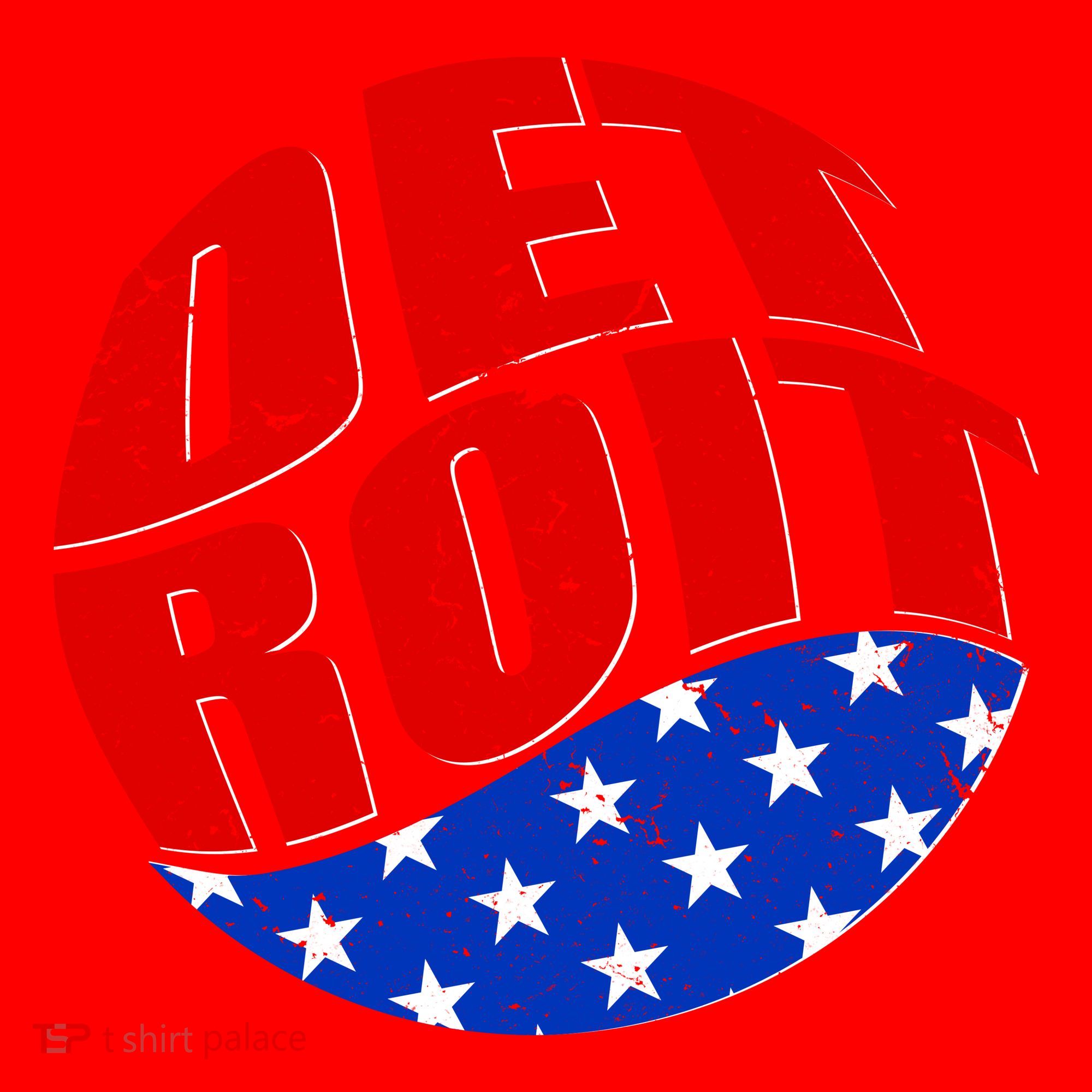 Patriotic Red White Blue Detroit Emblem Santa Hat