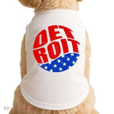 Patriotic Red White Blue Detroit Emblem Doggie Tank