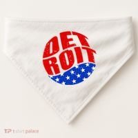 Patriotic Red White Blue Detroit Emblem USA-Made Doggie Bandana thumb 0