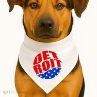 Patriotic Red White Blue Detroit Emblem USA-Made Doggie Bandana thumb 1