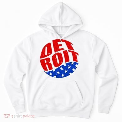 Patriotic Red White Blue Detroit Emblem Hoodie