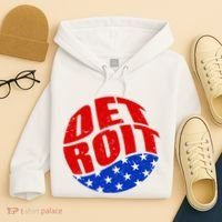 Patriotic Red White Blue Detroit Emblem Hoodie thumb 4