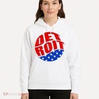 Patriotic Red White Blue Detroit Emblem Hoodie thumb 5