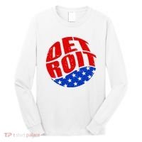 Patriotic Red White Blue Detroit Emblem Long Sleeve Shirt thumb 0