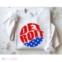 Patriotic Red White Blue Detroit Emblem Sweatshirt thumb 2