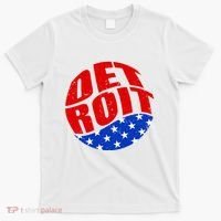 Patriotic Red White Blue Detroit Emblem T-Shirt thumb 0