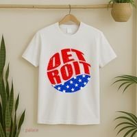 Patriotic Red White Blue Detroit Emblem T-Shirt thumb 2