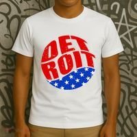 Patriotic Red White Blue Detroit Emblem T-Shirt thumb 3
