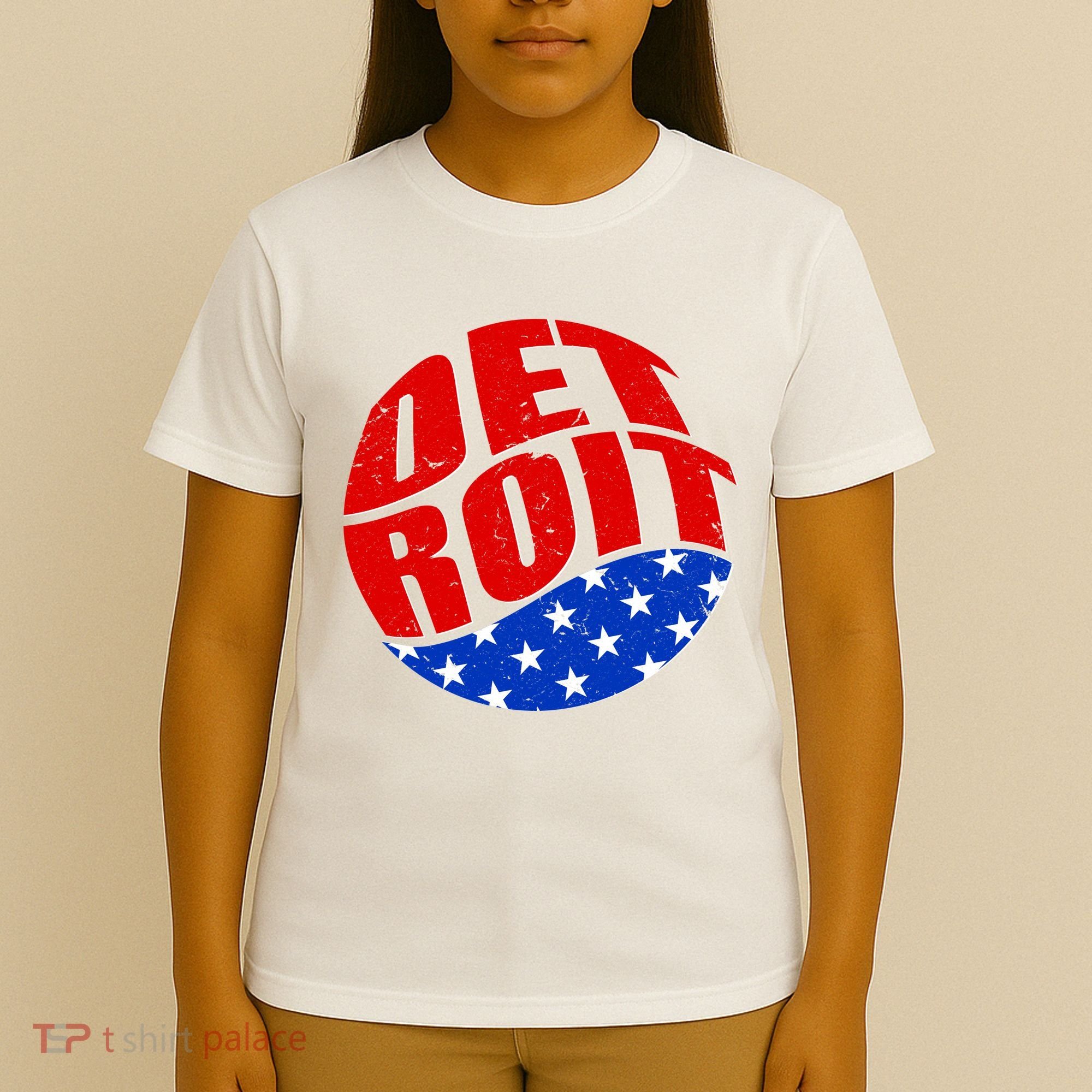 Patriotic Red White Blue Detroit Emblem T-Shirt