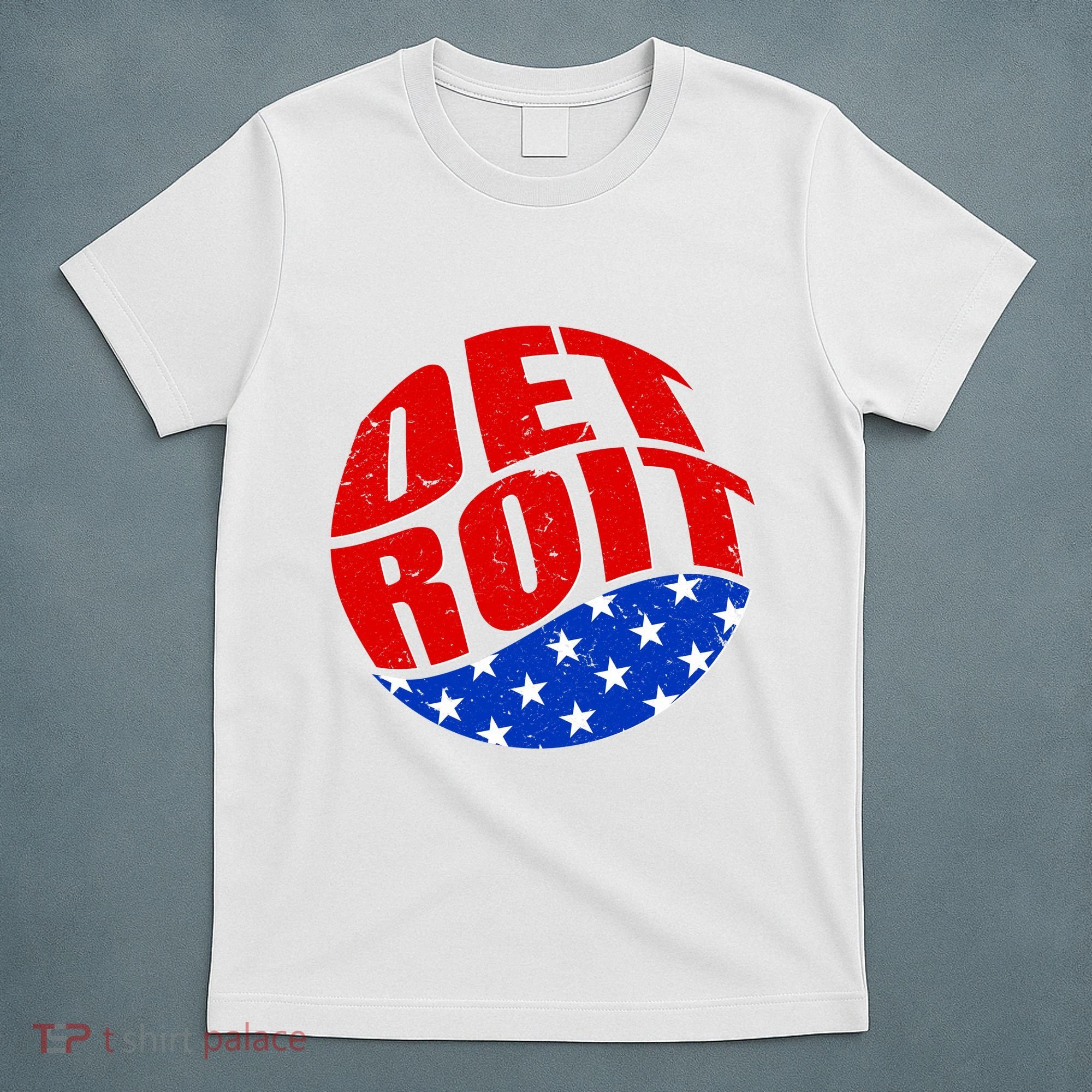 Patriotic Red White Blue Detroit Emblem T-Shirt