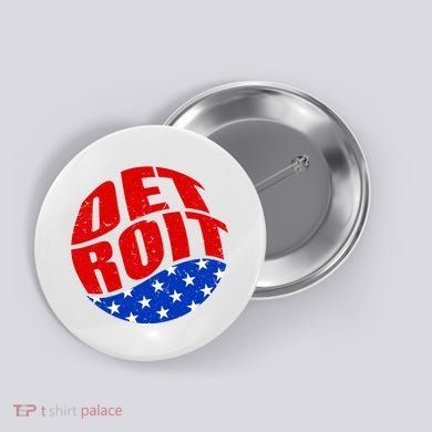 Patriotic Red White Blue Detroit Emblem Button