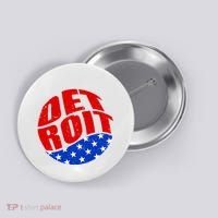 Patriotic Red White Blue Detroit Emblem Button thumb 0