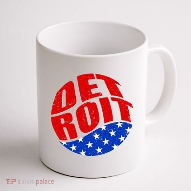 Patriotic Red White Blue Detroit Emblem Coffee Mug back