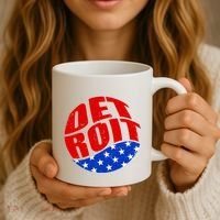 Patriotic Red White Blue Detroit Emblem Coffee Mug thumb 3